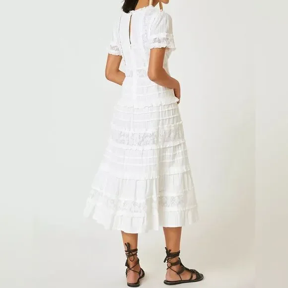 Love the Label White Ruffle Midi Dress Small - Picture 3 of 5